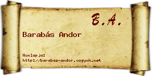 Barabás Andor névjegykártya